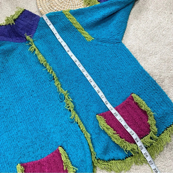 Design Options Philip & Jane Gordon Cardigan Knit Sweater Fringe Artsy Retro 1X - Picture 12 of 13
